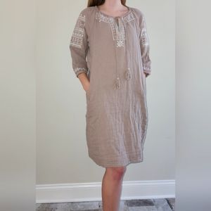 Long sleeve cotton embroidered dress